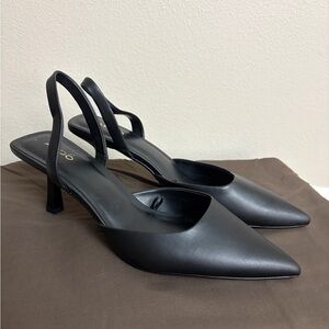 Aldo Black Kitten Heels Y2K Style Slingback “Liz” Classic Pointed Toe Women’s 11